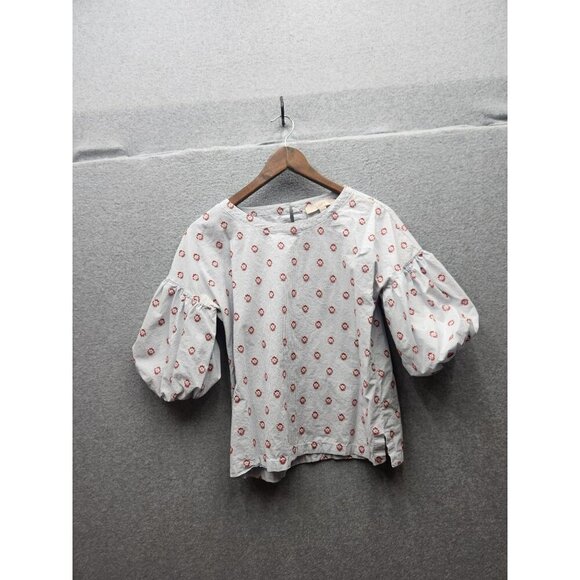 Loft XS Floral Puff Sleeve Cotton Top - Picture 1 of 5